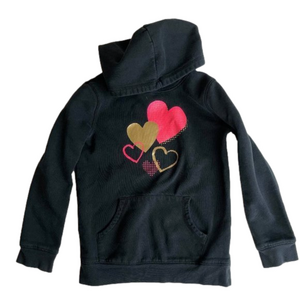Black Hooded Sweatshirt w/ Pink and Gold Hearts